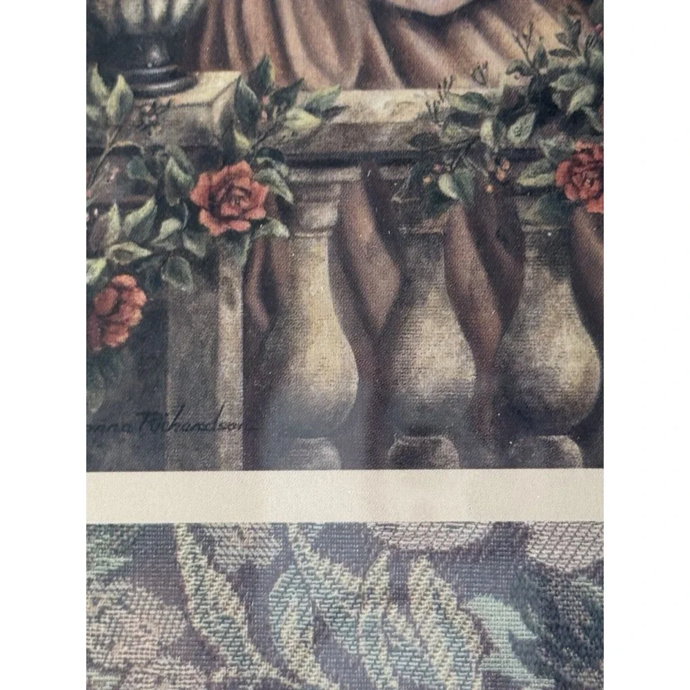 Vtg Home Interiors Angel Unaware Framed Print Donna Richardson Floral Matting